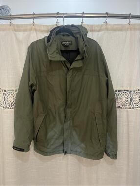 Eddie Bauer Jacket Weather Edge Mens M Full Zip Removable Hood Green